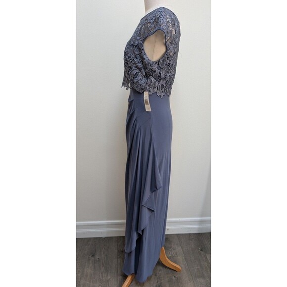 Patra Women’s Formal Gown Size 10 Steel Gray Lace Overlay Lace Maxi Dress - Picture 4 of 12